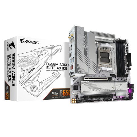 Tarjeta madre Gigabyte micro ATX B650M A elite AX ICE 64 GB DDR5 AM5 para AMD