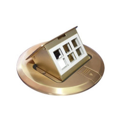 Mini caja de piso redonda para datos o conectores tipo Keystone, color bronce (6 contactos)