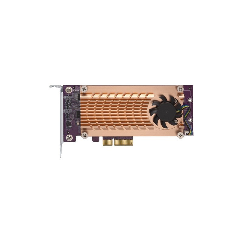 Qnap qm2-2s-220a dual m.2 22110 2280 SATA SSD expansion card (PCIe gen2 x2) low-profile bracket pre-loaded low-profile flat and
