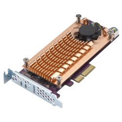 Qnap qm2-2s-220a dual m.2 22110 2280 SATA SSD expansion card (PCIe gen2 x2) low-profile bracket pre-loaded low-profile flat and