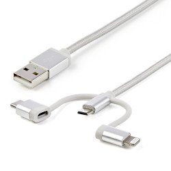 Cable de Carga USB de 1.8m - Lightning/USB-C/Micro-USB - Certificado p