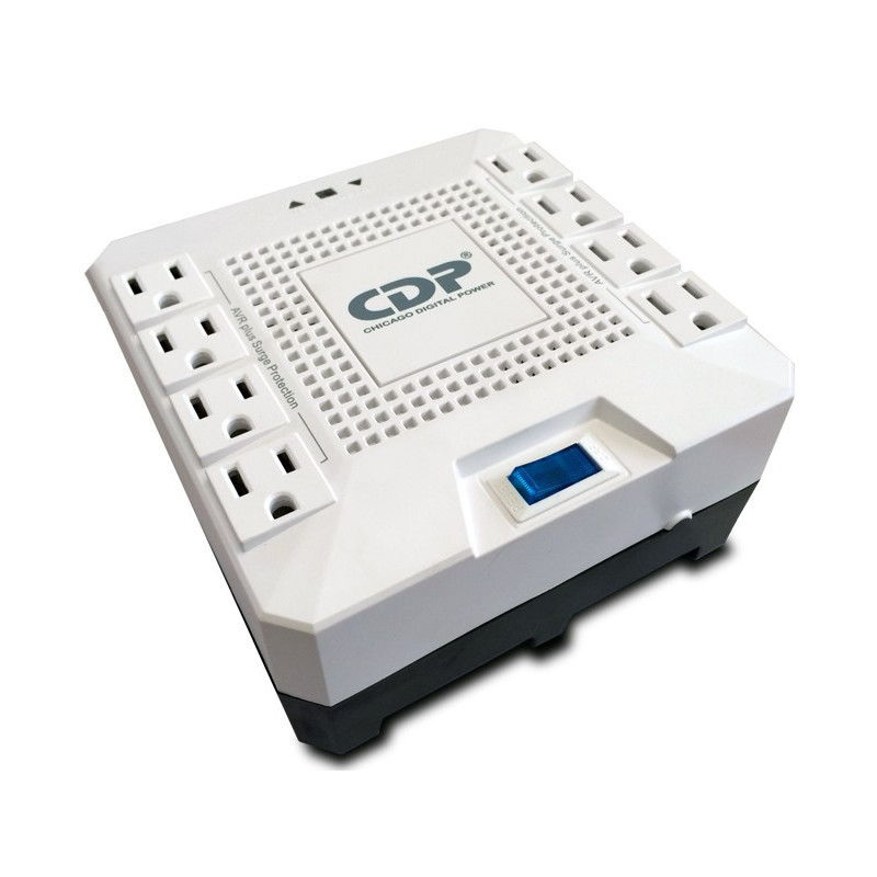 Regulador CDP 1800va, 1000w, 8 contactos, protector RJ-45 y RJ-11 supresor de picos