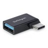 Adaptador Acodado USB-C a USB-A, USB Tipo C, Conversor Compacto USB Tipo C Macho a USB Hembra, 5 GBps, Níquel Conector, Negro