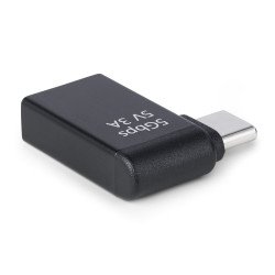 Adaptador Acodado USB-C a USB-A, USB Tipo C, Conversor Compacto USB Tipo C Macho a USB Hembra, 5 GBps, Níquel Conector, Negro