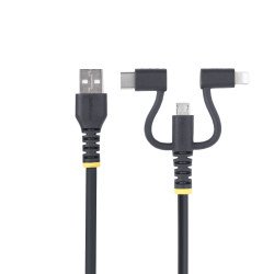 Cable Multicarga Resistente USB de 1m, Lightning/Micro-USB/USB-C, MFi, Cable Cargador USB Tipo C 3 en 1, Cable for Cargador, iPh