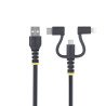 Cable Multicarga Resistente USB de 1m, Lightning/Micro-USB/USB-C, MFi, Cable Cargador USB Tipo C 3 en 1, Cable for Cargador, iPh