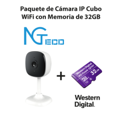 Paquete de cámara ngc1201 IP cubo Wifi 1080p con memoria de 32GB micro sdhc, línea Purple, clase 10 u1,