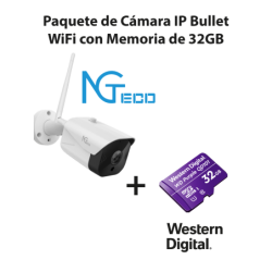 Paquete de cámara ngc401 IP bullet Wifi 1080p con memoria de 32GB micro sdhc, línea Purple, clase 10 u1,