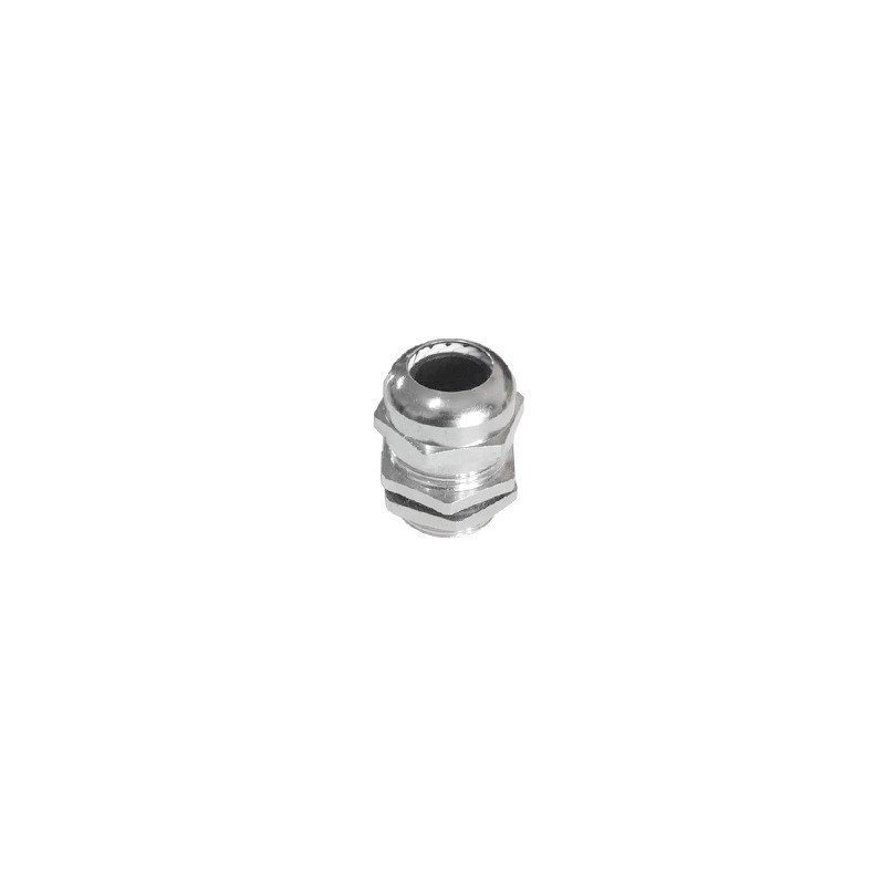 Conector metálico tipo glándula para cable de 3 a 6.5 mm de diámetro.