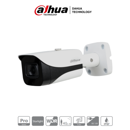 Cámara Bullet Starlight 1080p, 2 Megapixeles, 0.004 Lux a Color, WDR Real 120dB, Lente 3.6 mm, IR de 40 Mts, Microfono Integrado