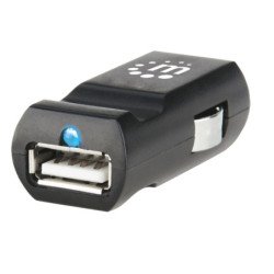 Cargador mini Manhattan para automóvil con USB, 5 v. Negro