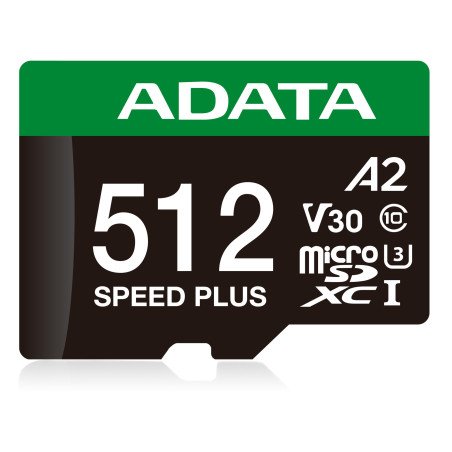 MicroSDXC Clase 10 ADATA Speed Plus, 512 GB, 180 MB/s, 160 MB/s, Class 3 (U3)