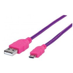 Cable Manhattan USB 2.0 tipo a - micro b USB, 1.0 mts rosa/morado para dispositivos móviles