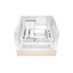 Gabinete Light base 600 DX White bgw66 panel frontal y lateral con ventana completa, iluminación led ARGB