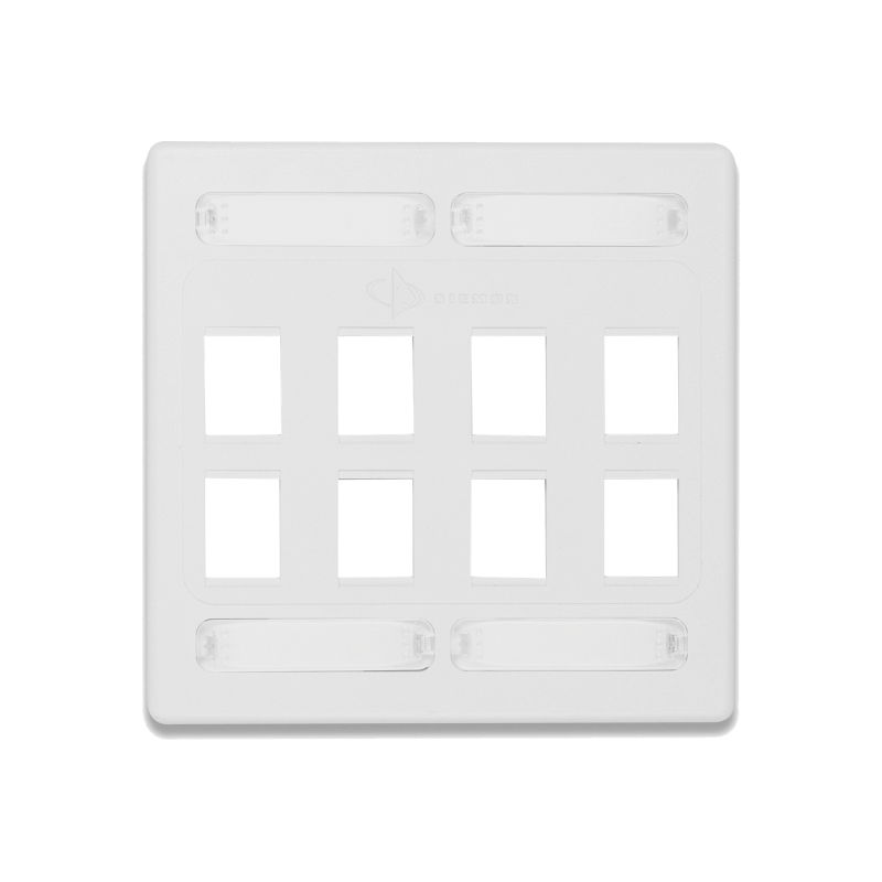 Placa de Pared Doble Modular 10G MAX de 8 Salidas, Color Blanco