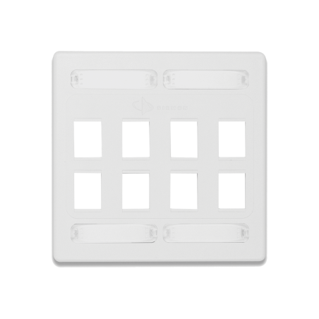 Placa de Pared Doble Modular 10G MAX de 8 Salidas, Color Blanco