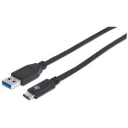 Cable USB 3.1, gen 2, A macho, C macho, 10 Gbps, 1 m, negro Manhattan