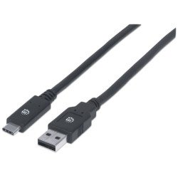 Cable USB 3.1, gen 1, a macho, c macho, 5 Gbps, 2 m, negro Manhattan