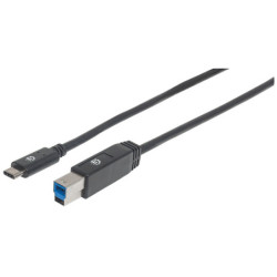 Cable USB 3.1, gen 1, c macho, superspeed b macho, 5 Gbps, 2 m, negro Manhattan