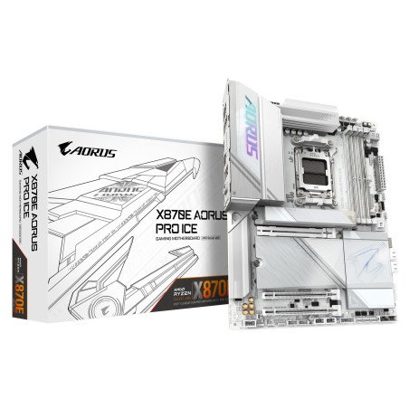 Tarjeta madre GIGABYTE X870E AORUS PRO ICE, AMD, socket AM5, Ryzen 7000, 8000, 9000 Series, 256 GB, DDR5