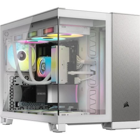 Gabinete Corsair airflow 2500d, blanco, semitorre, 2 cámaras, maTX, mi