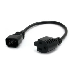 Cable de alimentación StarTech.com - Macho/hembra, 0.3 m, C14 coupler, Negro