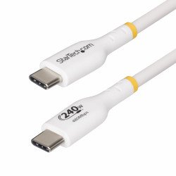Cable de Carga para Laptop USB-C de 4m, Cable USB Tipo C, Blanco, USB-IF, PD 240W EPR, Recubrimiento de TPE, M M, Cable for Port