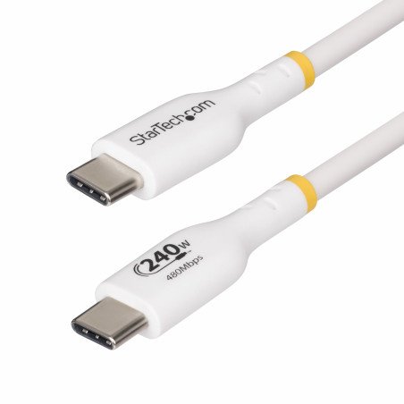 Cable de Carga para Laptop USB-C de 3m, Cable USB Tipo C, Blanco, USB-IF, PD 240W EPR, Recubrimiento de TPE, M M, Cable for Port