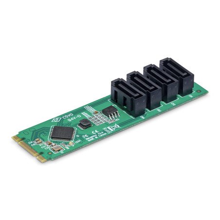 Tarjeta Adaptador de 4 Puertos M.2 a SATA para HDD/SSD, Tarjeta de Expansión para Windows/MacOS/Linux