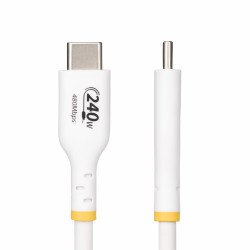Cable de Carga para Laptop USB-C de 2m, Cable USB Tipo C, Blanco, USB-IF, PD 240W EPR, Recubrimiento de TPE, M/M, Cable for Port