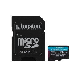 Memoria flash micro SD Kingston SDXC Canvas go plus 256gb 200mb/s uhs-i u3 v30 con adaptador