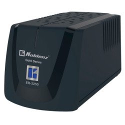 Regulador Koblenz 2250 VA, 1000 watts, 8 contactos regulados, desconexión automática para equipos de audio/vídeo. Indicador LED
