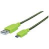 Cable USB Manhattan versión 2.0 A-micro B 1.0 m con recubrimiento textil negro verde