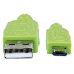Cable USB Manhattan versión 2.0 A-micro B 1.0 m con recubrimiento textil negro verde