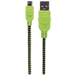 Cable USB Manhattan versión 2.0 A-micro B 1.0 m con recubrimiento textil negro verde