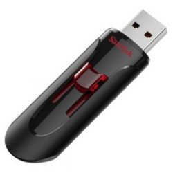 Memoria SanDisk 64 GB USB 3.0 Cruzer Glide Z600, negro con rojo