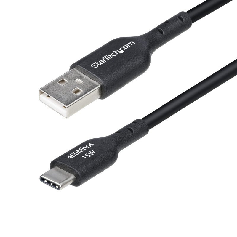 Cable StarTech.com USB2AC2MNC, 2 m, USB A, USB C, USB 2.0, 0.48 Gbit/s, Negro
