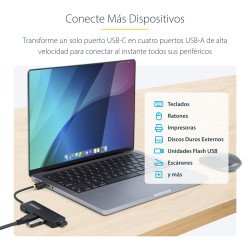 HUB, USB 3.2 Gen 1 (3.1 Gen 1) Type-C, USB 3.2 Gen 1 (3.1 Gen 1) Type-A, 5000 Mbit/s, Negro, Plástico
