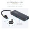 HUB, USB 3.2 Gen 1 (3.1 Gen 1) Type-C, USB 3.2 Gen 1 (3.1 Gen 1) Type-A, 5000 Mbit/s, Negro, Plástico