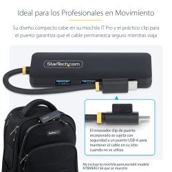 HUB, USB 3.2 Gen 1 (3.1 Gen 1) Type-C, USB 3.2 Gen 1 (3.1 Gen 1) Type-A, 5000 Mbit/s, Negro, Plástico
