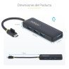 HUB, USB 3.2 Gen 1 (3.1 Gen 1) Type-C, USB 3.2 Gen 1 (3.1 Gen 1) Type-A, 5000 Mbit/s, Negro, Plástico