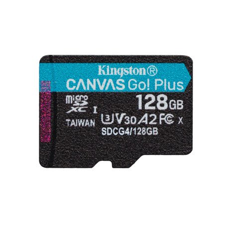 MicroSD Kingston Technology Canvas Go! Plus, 128 GB, Clase 10, UHS-I, 200 MB/s, Class 3 (U3)