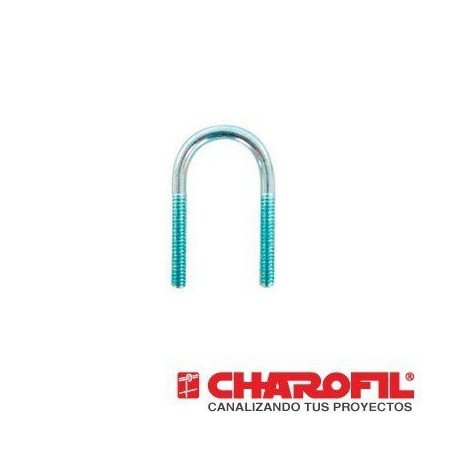 Abrazadera tipo U de 1/2, con acabado Electro Zinc, no incluye tuercas y arandelas