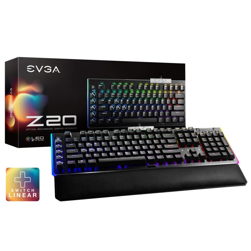 Teclado gamer EVGA Z20 RGB mecánico switch linear BK