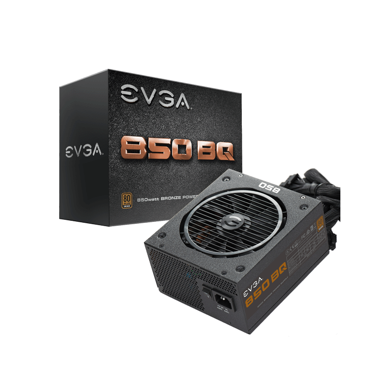 Fuente de poder EVGA 850 BQ 850W 80 Plus Bronze ATX 12V semi modular 24 pin fan 140mm negro