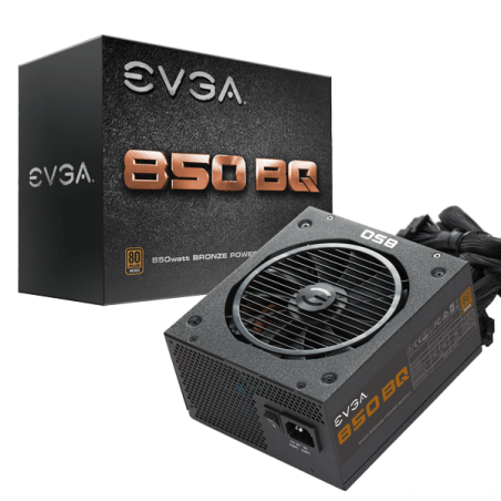 Fuente de poder EVGA 850 BQ 850W 80 Plus Bronze ATX 12V semi modular 24 pin fan 140mm negro