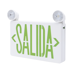 Letrero LED de SALIDA con luz de emergencia, montaje universal (pared, lateral o techo), batería de respaldo incluida