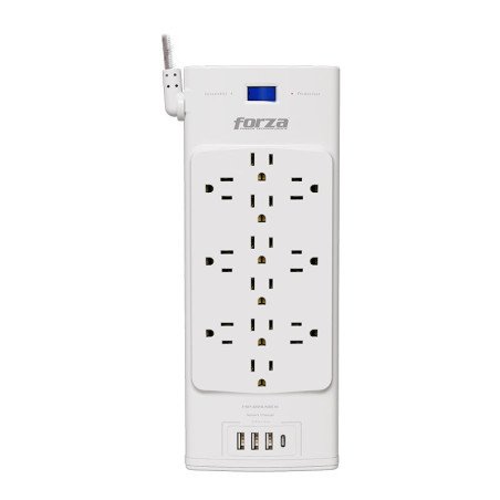 Surge protector, AC 110/220 V, 12 Tomas de Corriente, 3-USBA/1C 2700J 