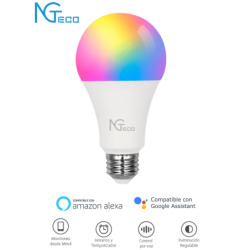Ngteco ngl200 - foco LED inteligente wifi, 9w, control remoto vía app, color regulable, control por voz, compatible con Amazon A