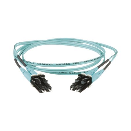 Jumper de Fibra Óptica Multimodo 50/125 OM4, LC-LC Dúplex, OFNR (Riser), Color Aqua, 10 ft